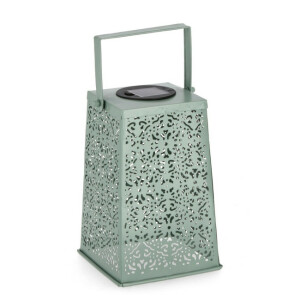 Felinar incarcare solara metal verde 14x14x20h