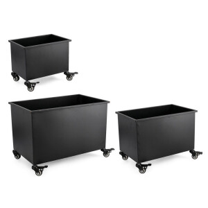 Set 3 suporturi ghivece flori otel negru Haik 32x22x27h; 42x27x32h; 52x32x37h