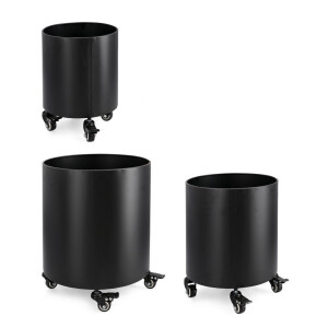 Set 3 suporturi ghivece flori otel negru Haik Ø25x32h; ø30x37h; ø35x42h