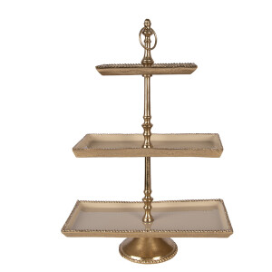 Platou supraetajat aluminiu bej auriu 34x17x50 cm