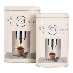 Set 2 cutii depozitare cafea metal 13x9x20 cm, 11x7x18 cm
