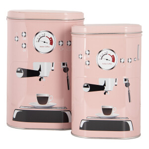 Set 2 cutii depozitare cafea metal multicolor 13x9x20 cm, 11x7x18 cm