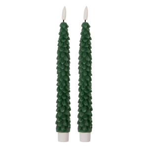 Set 2 lumanari cu led ceara verde Ø 3x25 cm