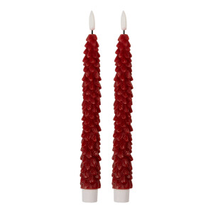 Set 2 lumanari cu led ceara rosie Ø 3x25 cm
