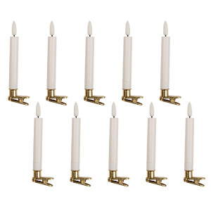 Set 10 Lumanari ornamente brad Craciun ceara alba led Ø 2x14 cm