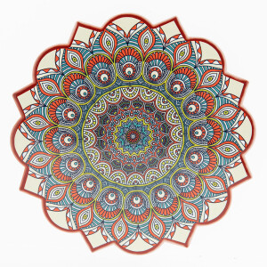 Set 5 suporturi vase fierbinti ceramica multicolora 20x1 cm