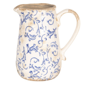 Carafa decorativa ceramica alba albastra 17x12x18 cm, 1000 ml