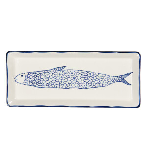 Platou ceramica bej albastra Peste 30x12x2 cm