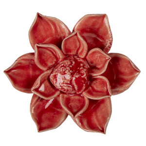 Set 4 flori decorative ceramica rosie 8x4 cm