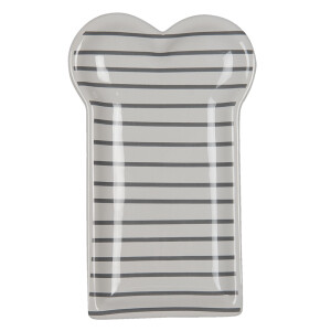 Farfurie ceramica gri alba 10x17x2 cm