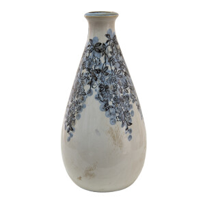 Vaza ceramica alba albastra 13x26 cm