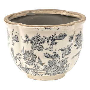 Ghiveci flori ceramica gri bej 16x12 cm