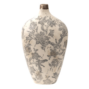 Vaza flori ceramica gri bej 16x9x28 cm