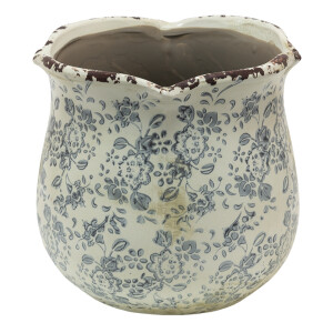 Ghiveci flori ceramica bej gri 18x17 cm