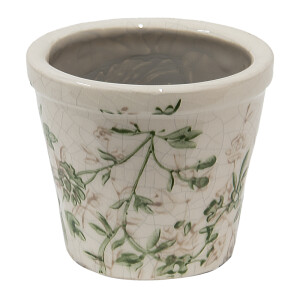 Ghiveci flori ceramica bej verde Ø 8x7 cm