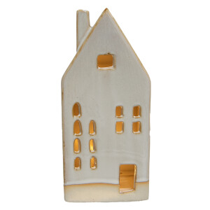 Casuta decorativa portelan bej 8x5x18 cm