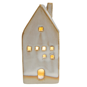 Casuta decorativa portelan bej 5x5x12 cm