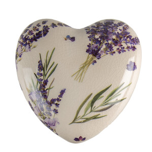Decoratiune Inimioara lavanda ceramica 11x11x4 cm