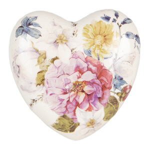 Set 2 decoratiuni Inimioara flori ceramica 8x8x4 cm