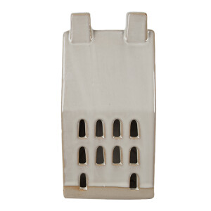 Casuta decorativa portelan bej cu led 8x6x15 cm