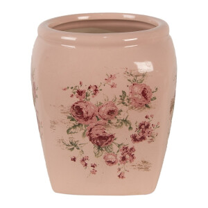 Set 2 ghivece flori ceramica roz verde 12x12x14 cm