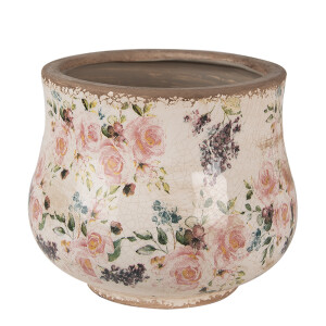 Ghiveci flori ceramica multicolora Roses 18x15 cm