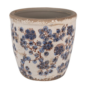 Ghiveci flori ceramica bej albastra 17x16 cm