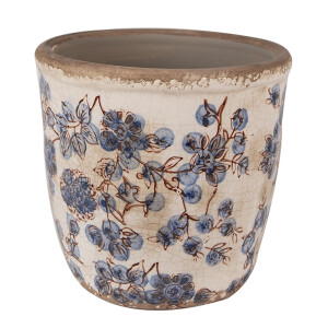 Set 2 ghivece flori ceramica bej albastra 14x14 cm