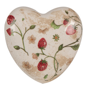 Set 2 decoratiuni Inimioare Capsuni ceramica multicolora 11x11x4 cm
