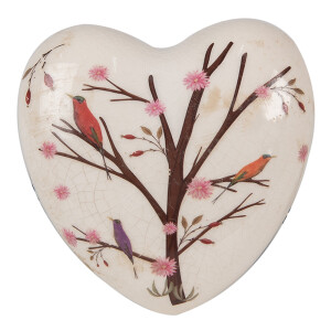 Set 2 decoratiuni Inimioare Forest ceramica multicolora 12x12x4 cm
