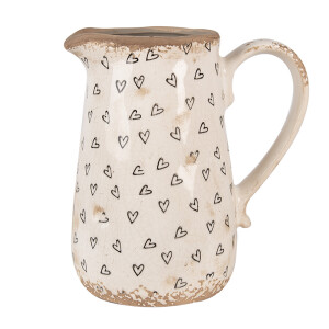 Carafa decorativa ceramica bej neagra Heart 16x12x18 cm