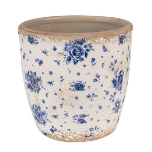 Ghiveci flori ceramica bej albastru Rose 16x16 cm