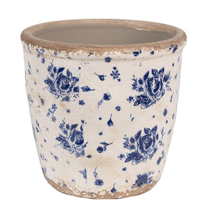 Ghiveci flori ceramica bej albastru Rose 15x14 cm