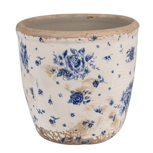 Ghiveci flori ceramica bej albastru Rose 13x12 cm