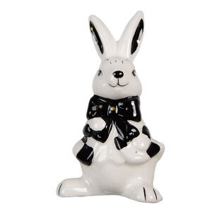 Figurina Iepuras Paste ceramica alba neagra 5x4x9 cm