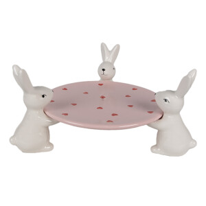 Platou Paste ceramica alba roz 24x23x12 cm
