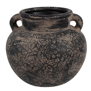 Ghiveci flori ceramica gri maro 16x14 cm