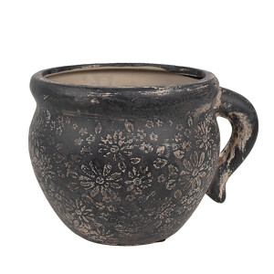Ghiveci flori ceramica neagra maro 17x14x12 cm