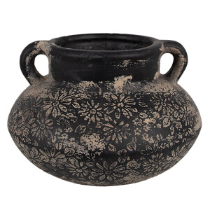 Ghiveci flori ceramica gri maro 21x13 cm