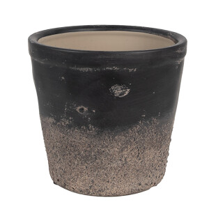 Ghiveci flori ceramica neagra maro 15x14 cm