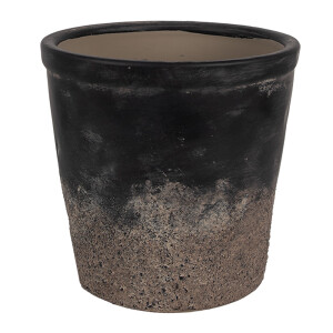 Ghiveci flori ceramica neagra maro 12x11 cm