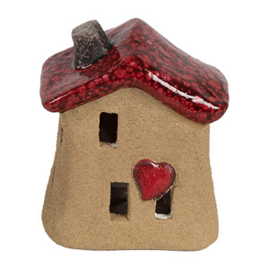Casuta decorativa ceramica maro rosie 7x6x8 cm