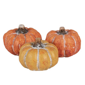 Set 3 Dovleci decorativi ceramica portocalie 18x7x4 cm