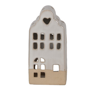 Suport lumanare Casuta ceramica bej 7x6x14 cm