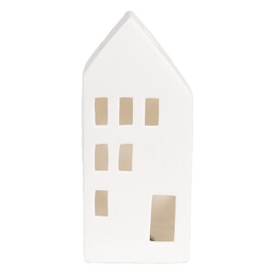 Casuta decorativa portelan alb led 7x6x15 cm