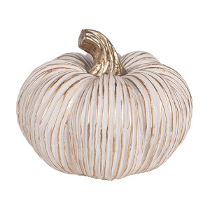 Dovleac decorativ ceramica alba aurie 16x13 cm