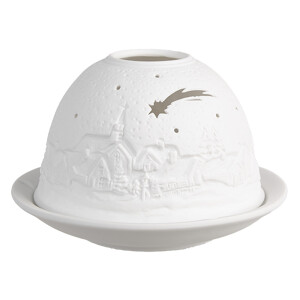 Suport lumanare decor Craciun portelan alb Ø 12x8 cm