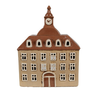 Candela Casuta ceramica bej maro 20x10x26 cm