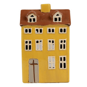 Candela Casuta ceramica galbena maro 12x8x18 cm