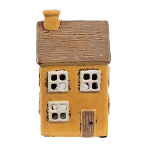 Candela Casuta ceramica galbena maro 9x9x15 cm